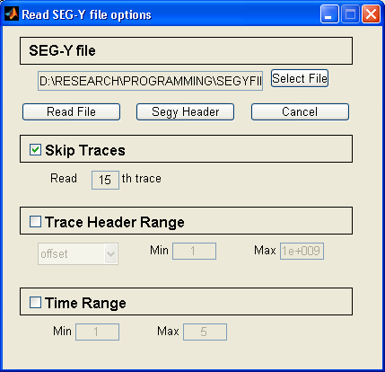  Editing the SGY binary header - segymat GUI